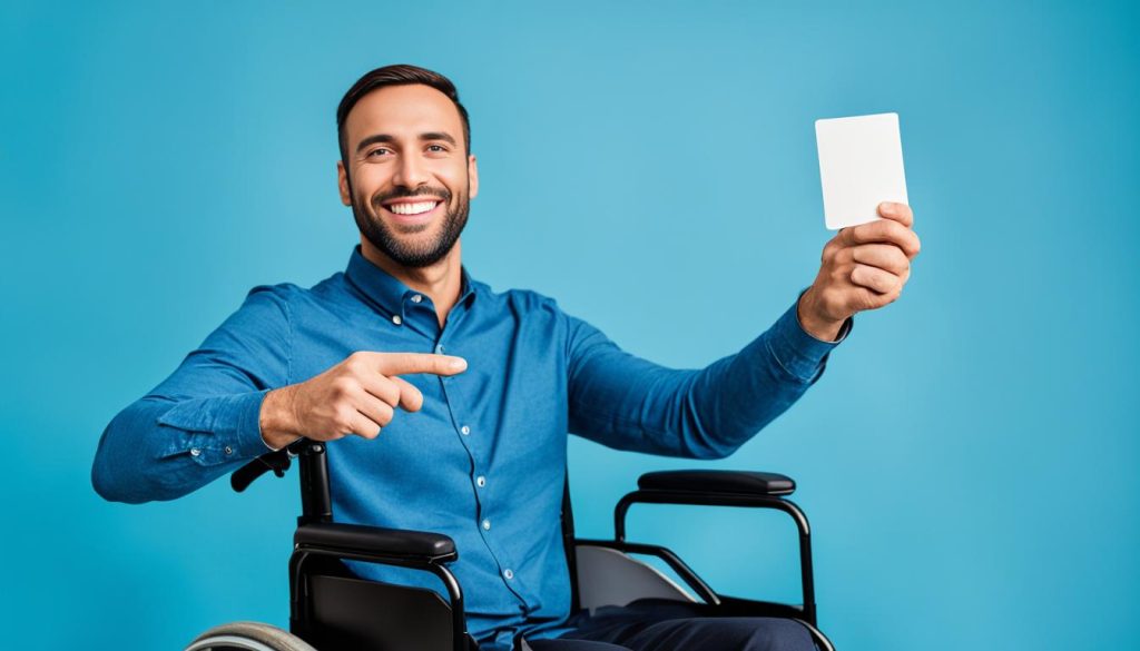 A disability ID card on a desk, representing access and benefits navigation.